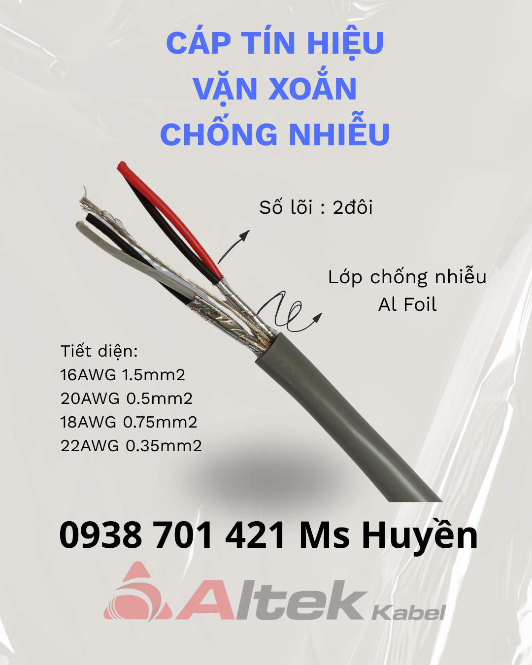 Cáp Tín Hiệu Vặn Xoắn Chống Nhiễu  2 Pair 22 Awg